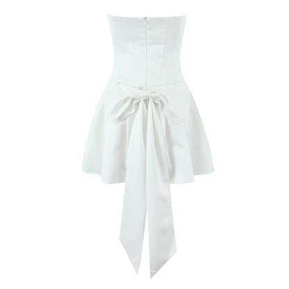 White Bow Strapless Dress