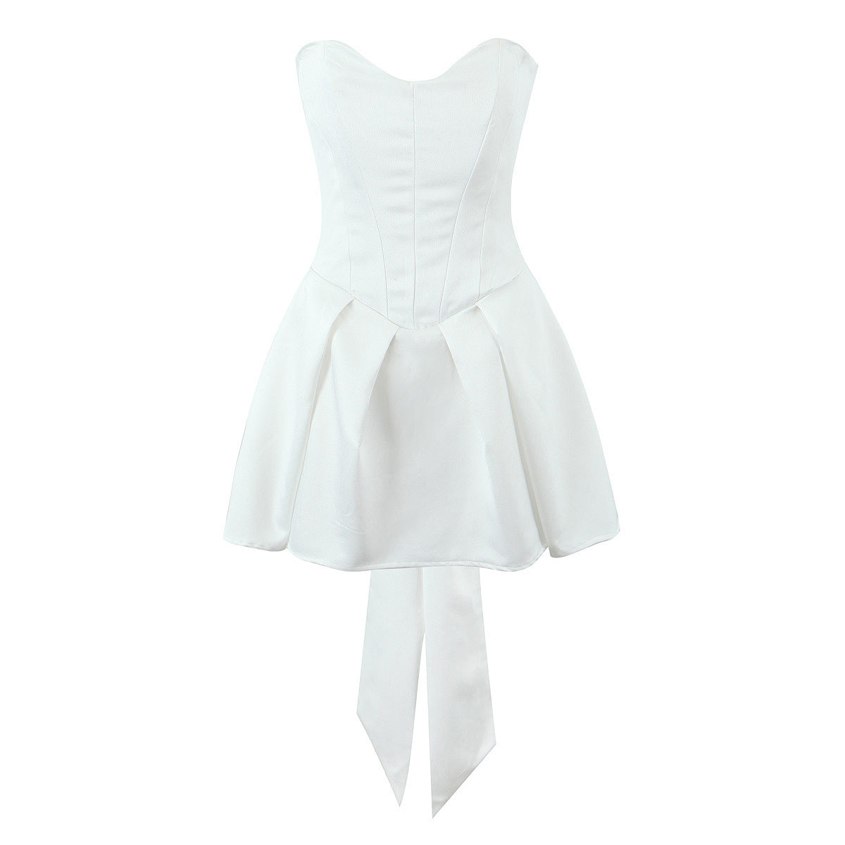 White Bow Strapless Dress