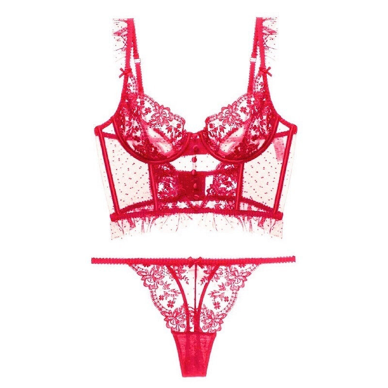 Embroidered Lace Bra Panty Set